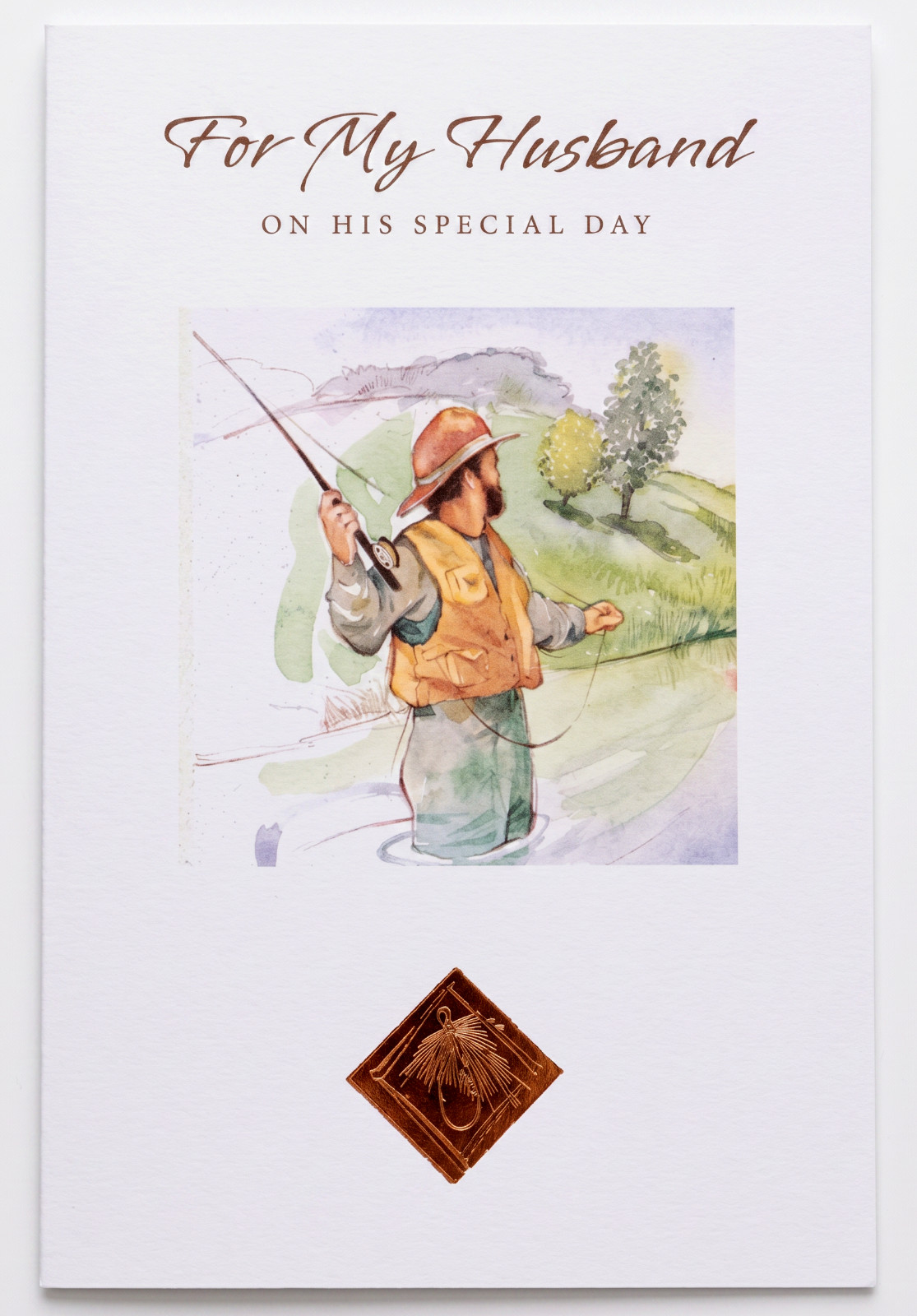 Paramount Birthday Card for Husband Fly-Fishing Lures Relaxing Outdoors UNUSED