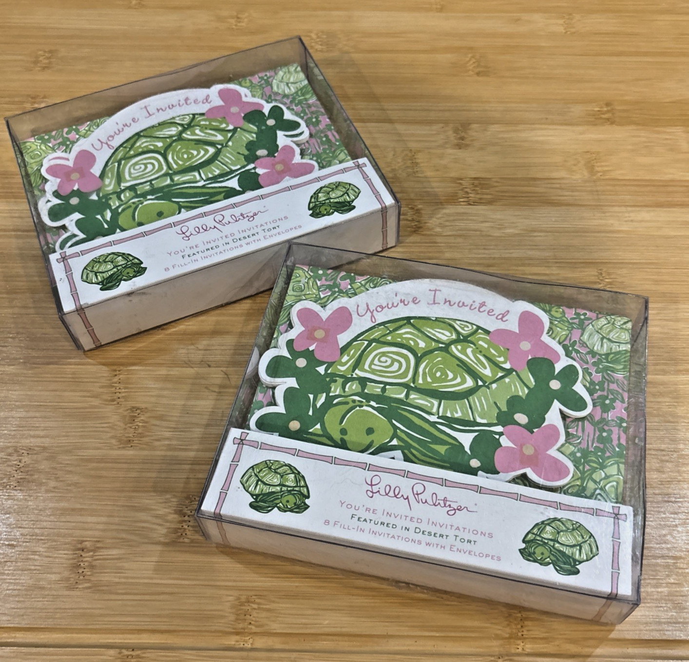 Lilly Pulitzer Set of 2 Desert Tort Fill-In Party Invitations with Envelopes NIP