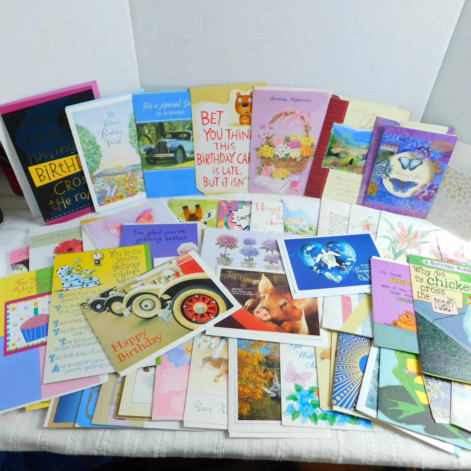 Variety Lot of 55 GREETING CARDS Birthday Thank You, Get Well, Blank, Wedding +