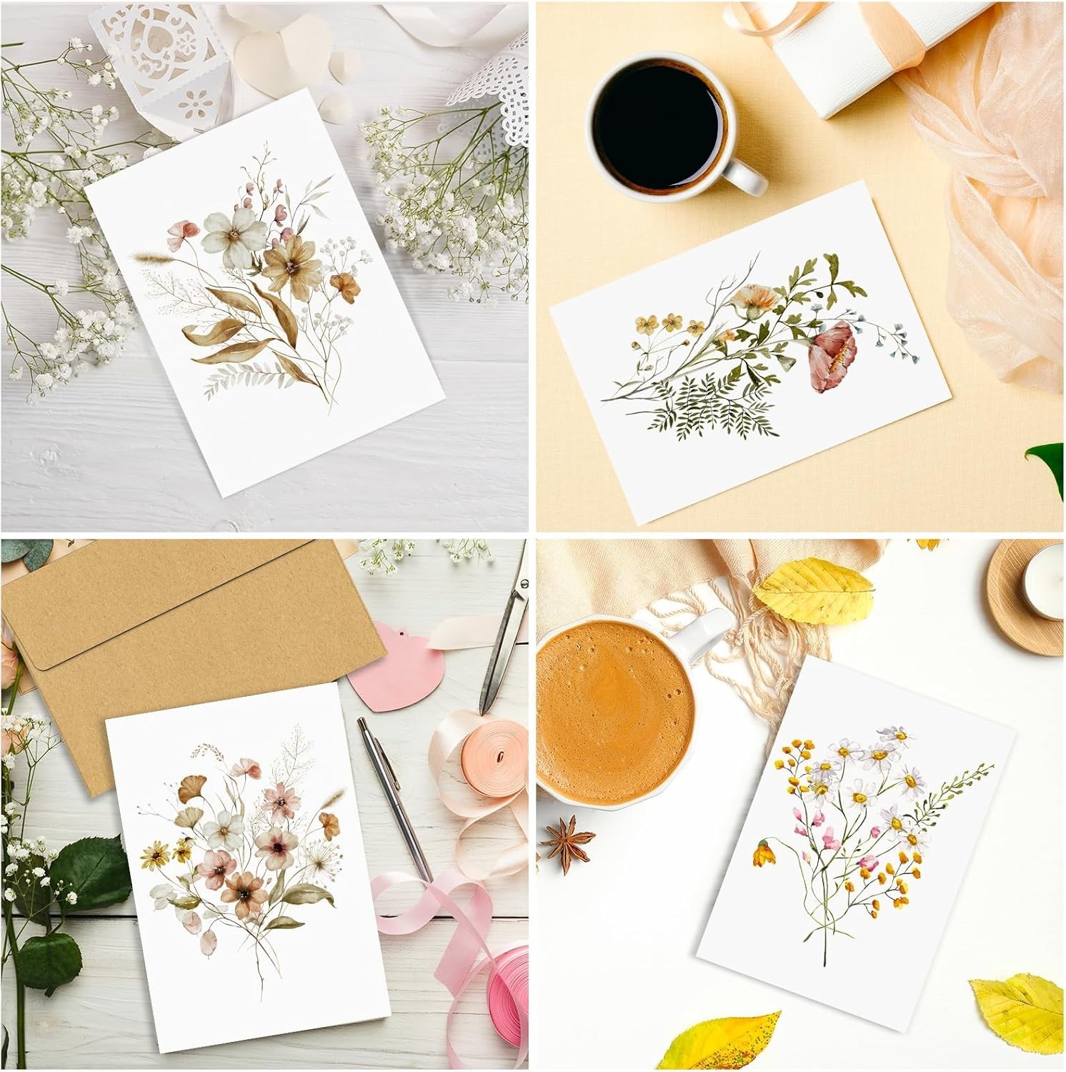 30 Pack Blank Greeting Cards with Envelopes 4×6 Floral Note Card Set