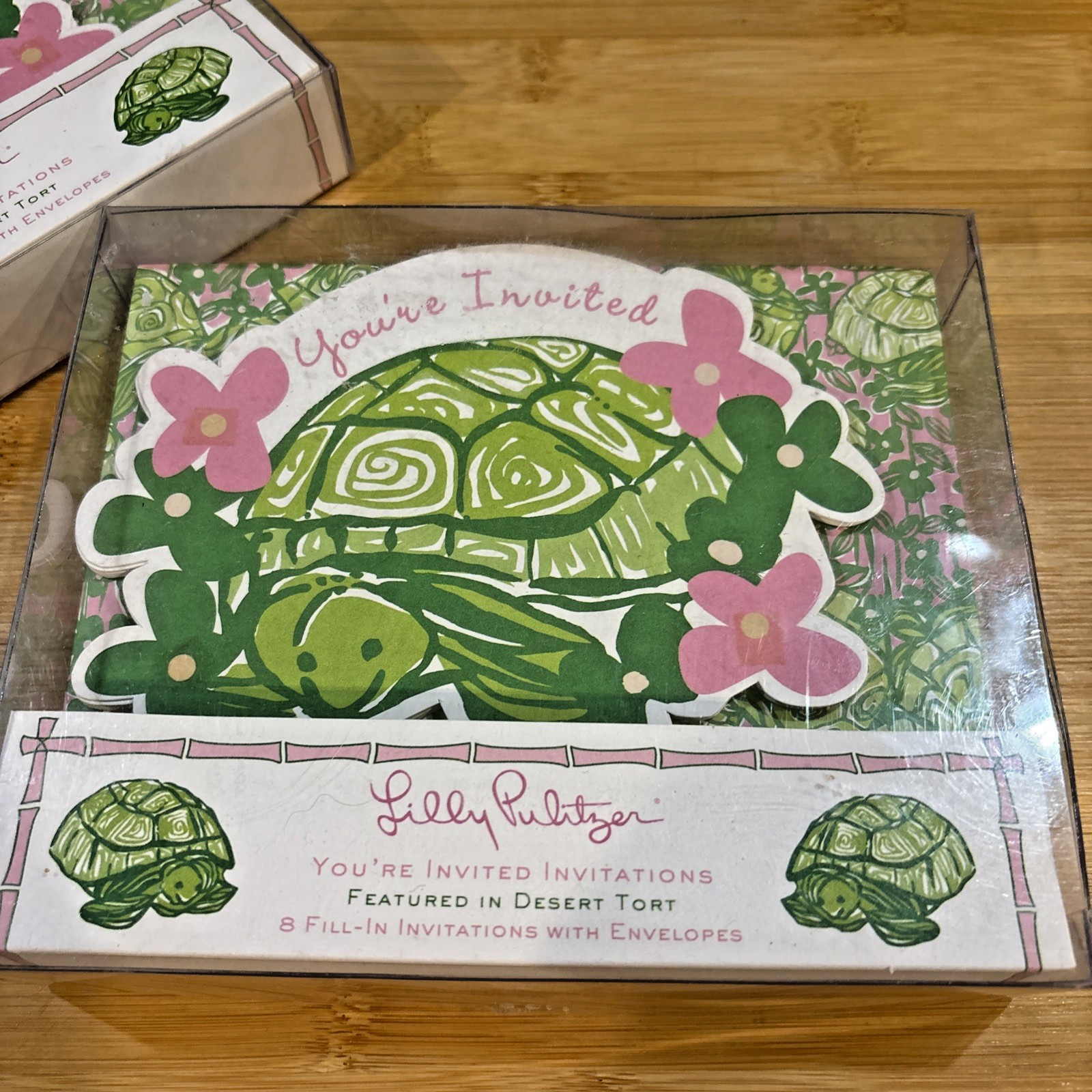 Lilly Pulitzer Set of 2 Desert Tort Fill-In Party Invitations with Envelopes NIP
