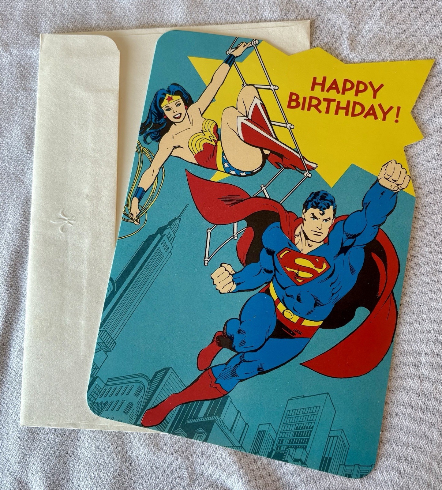 Super Friends Superman Wonder Woman Birthday Greeting Card DC Comics 1983