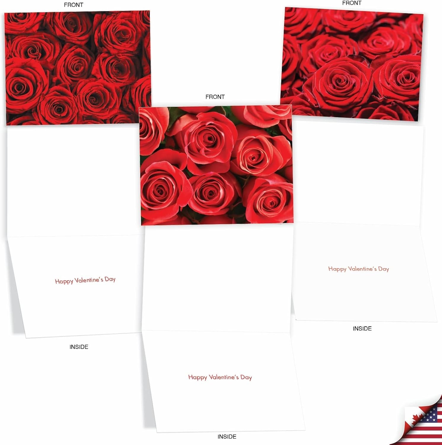 Floral Valentine Greeting Cards 10 Pack with Envelopes for Special Occasions
