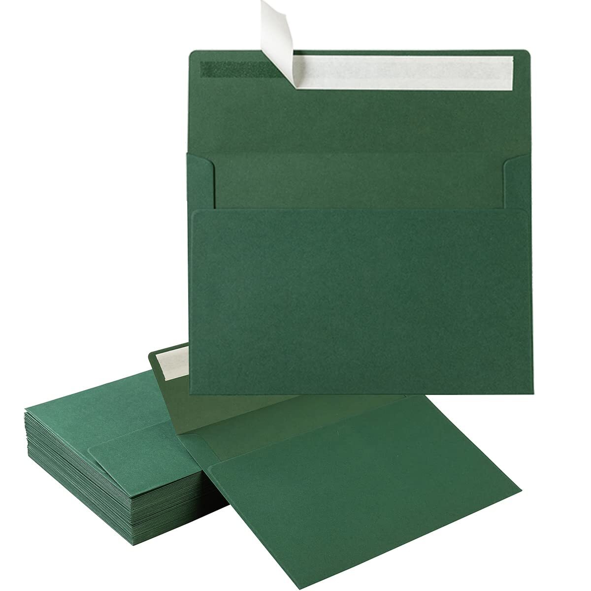 100PCS Dark Green A7 Self Adhesive Envelopes 5×7 for Invitations Greeting Card