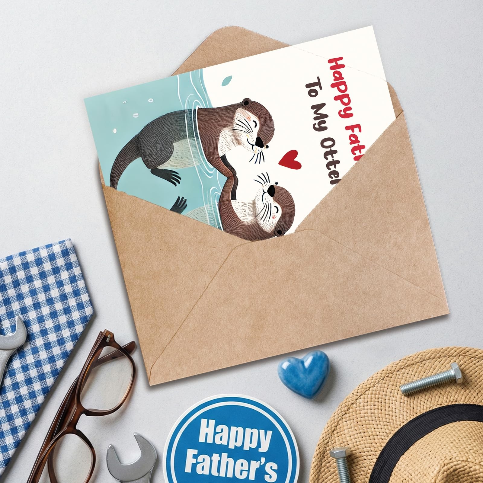 Abeletree Otter Fathers Day Card Gifts for Husband 7 x 5 inches, AT-389