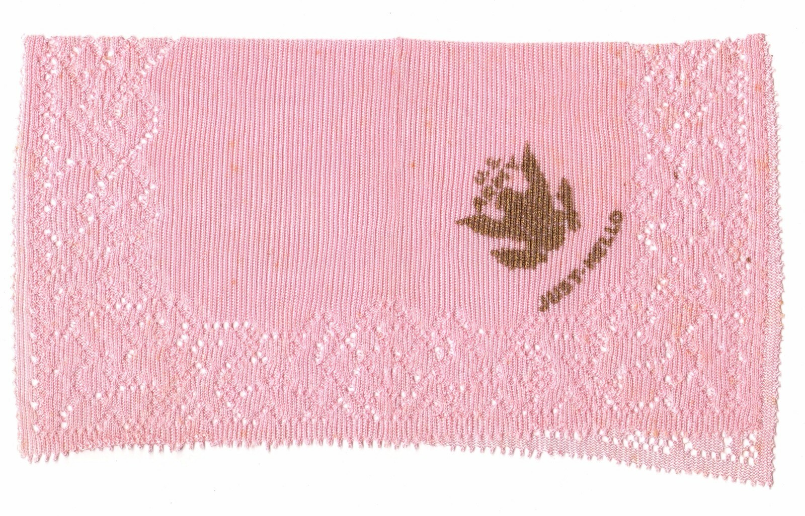 Vintage U.S. Army Pink Handkerchief Insignia, Just Hello 11″ x 10″ Lace Square