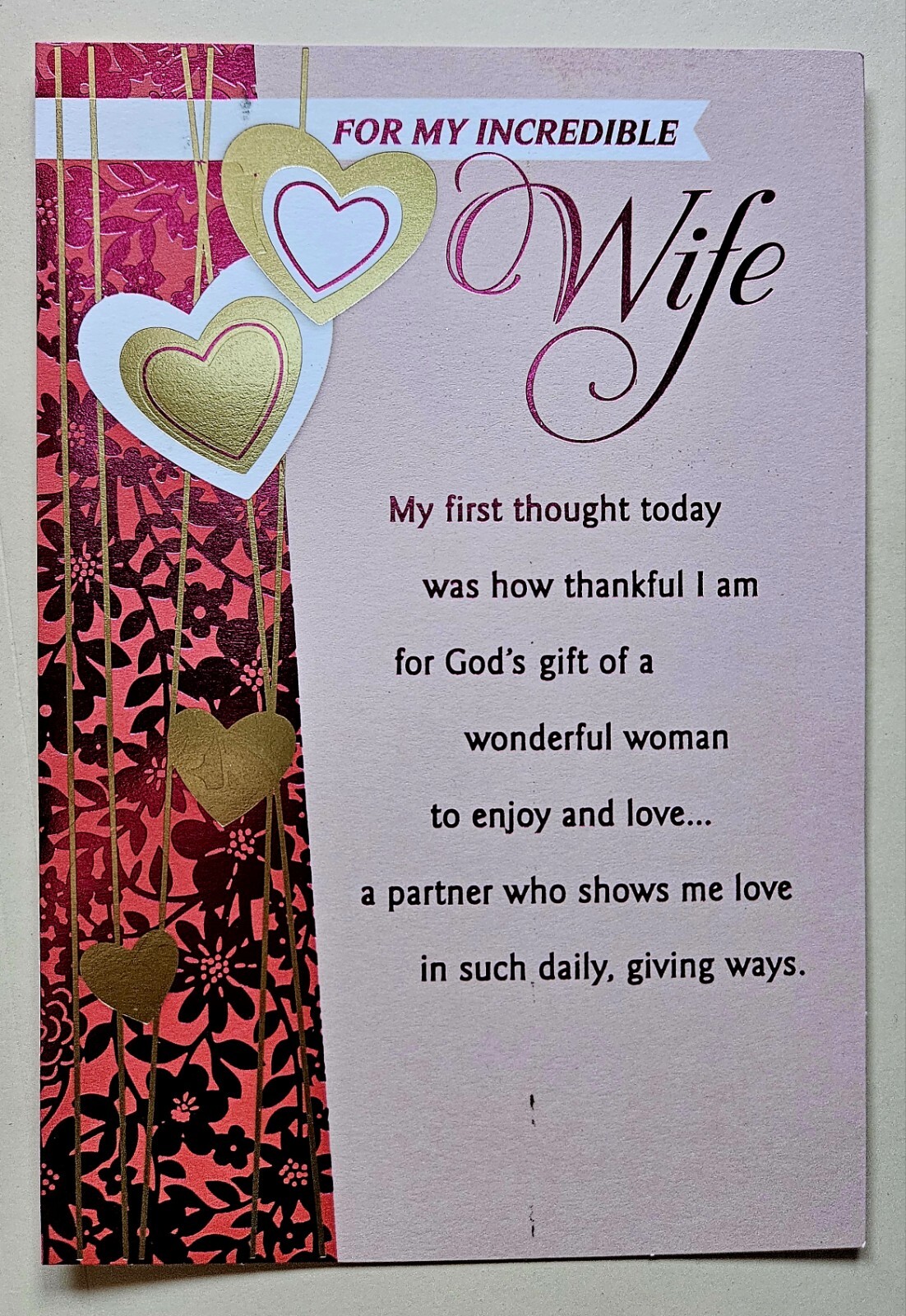 For My Incredible Wife/Happy Anniversary Greeting Card (incl. Envelope 5.5×8″)