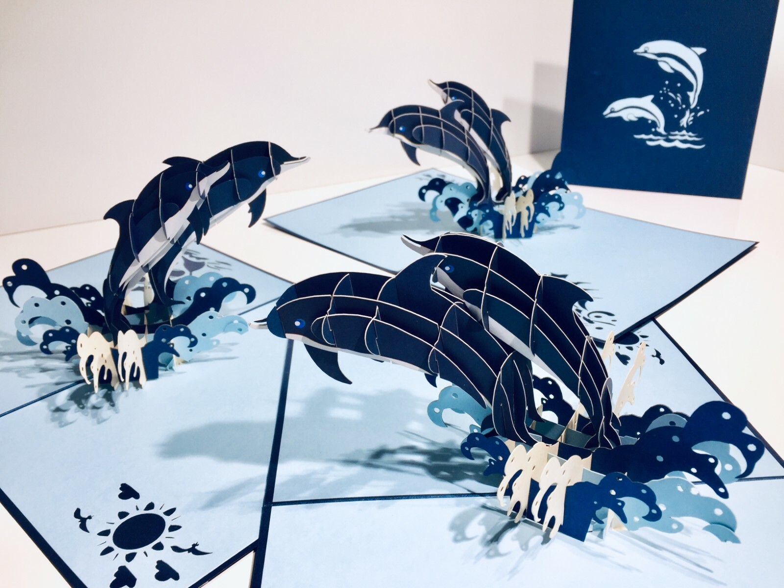 OrigamiPopCards.com Fun Dolphin Blowing Bubbles 3D Pop Up Greeting Card Birthday