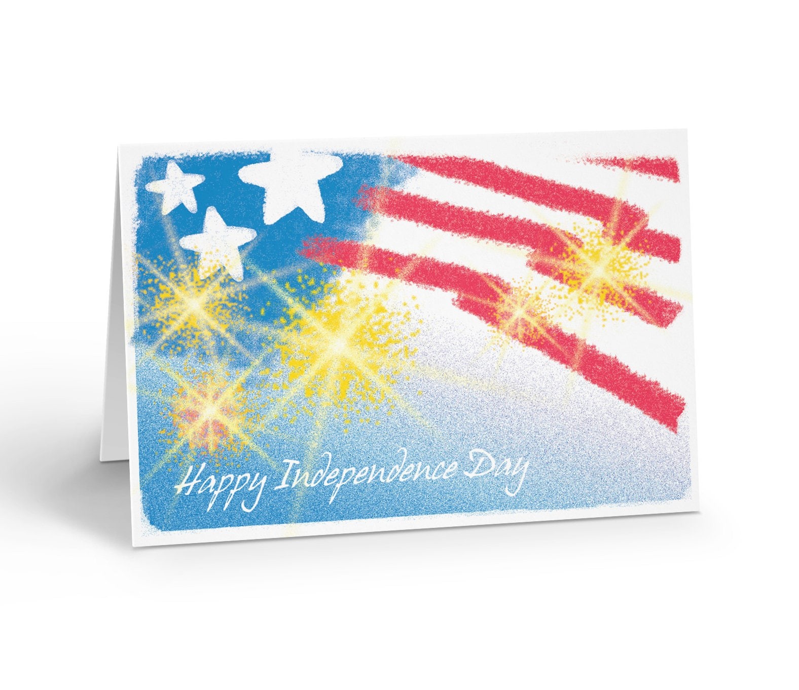 American Flag Happy Independence Day Cards – Single Card w/Envelopes -Fourth of