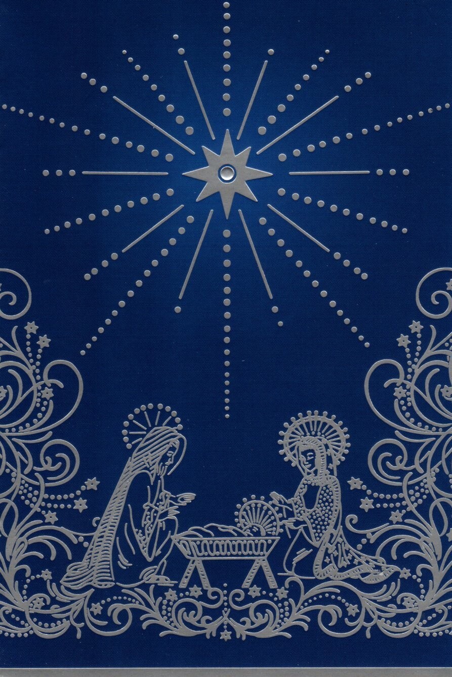 Christmas Blue Bethlehem Nativity Creche Holy Family Hallmark Cards – Set of 8