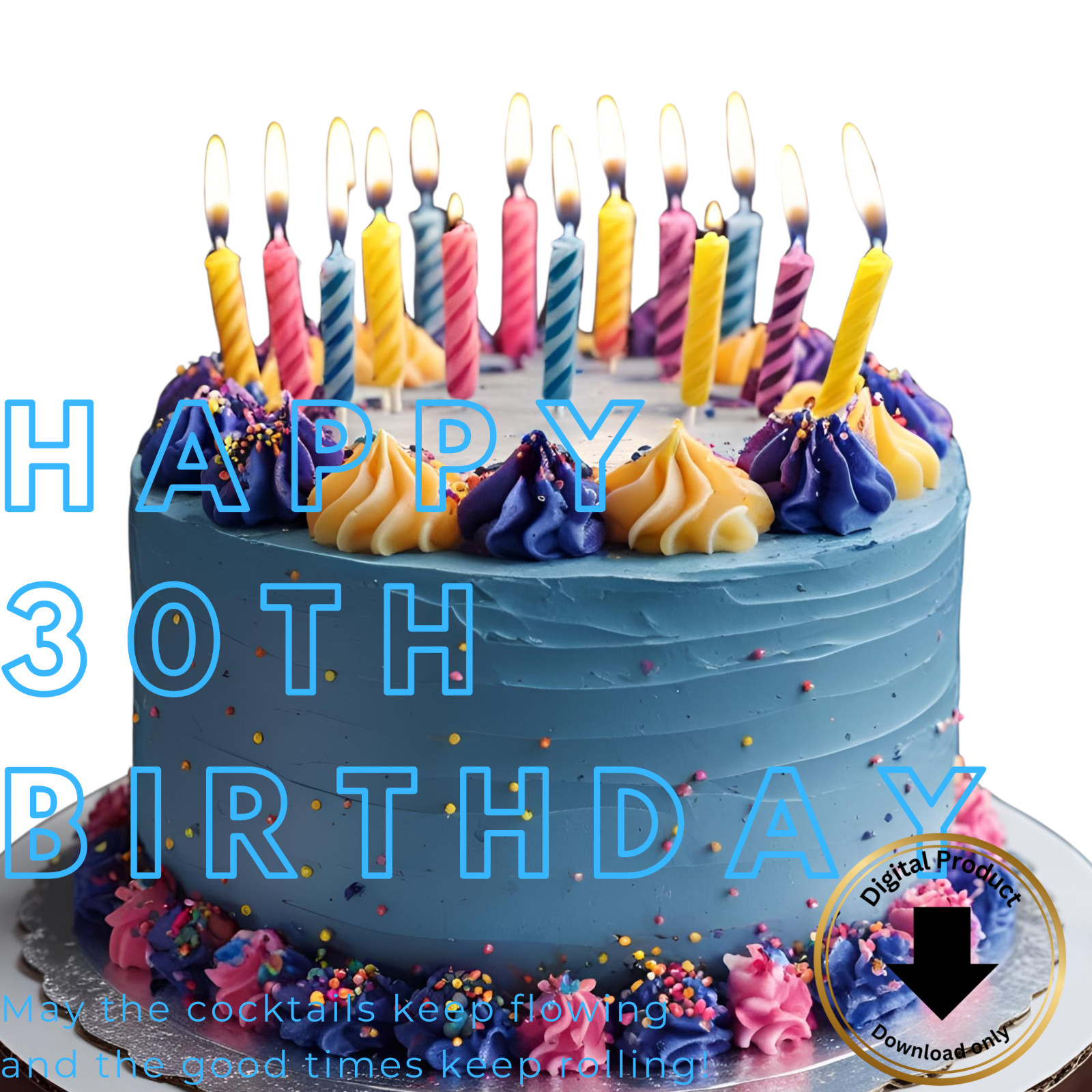 30 th New Digital Birthday Card Printable