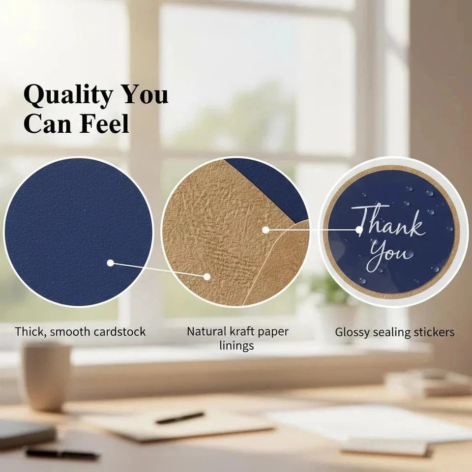 100 Pack Thank You Cards with Envelopes Bulk Set & Stickers – 4X6 Inch Blank Tha