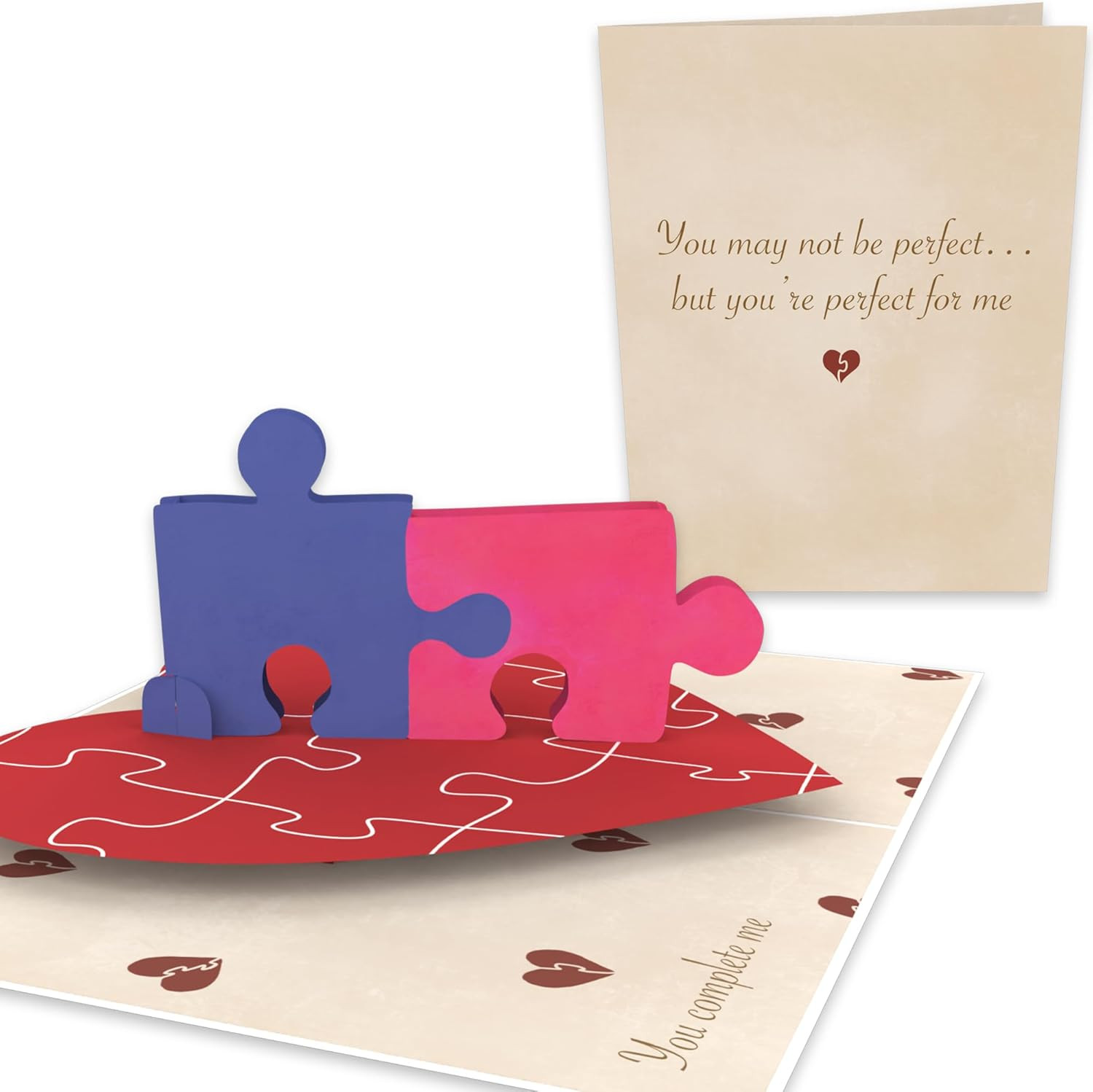 Pop up Valentines Day Card | Funny 3D Puzzle Pieces Embrace | 1St Wedding Annive