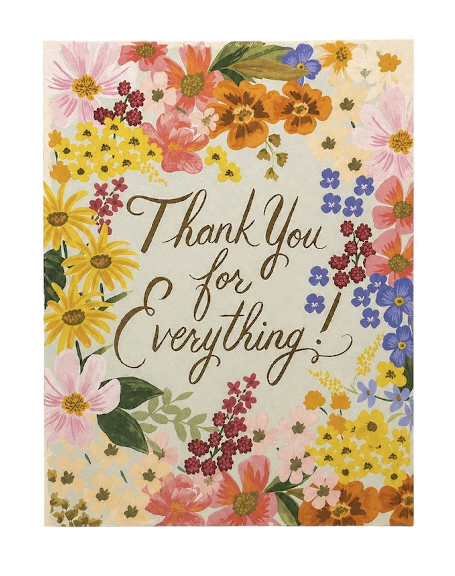 RIFLE PAPER CO Floral Thank You For Everything Card A2 Blank Card & Envelope NEW