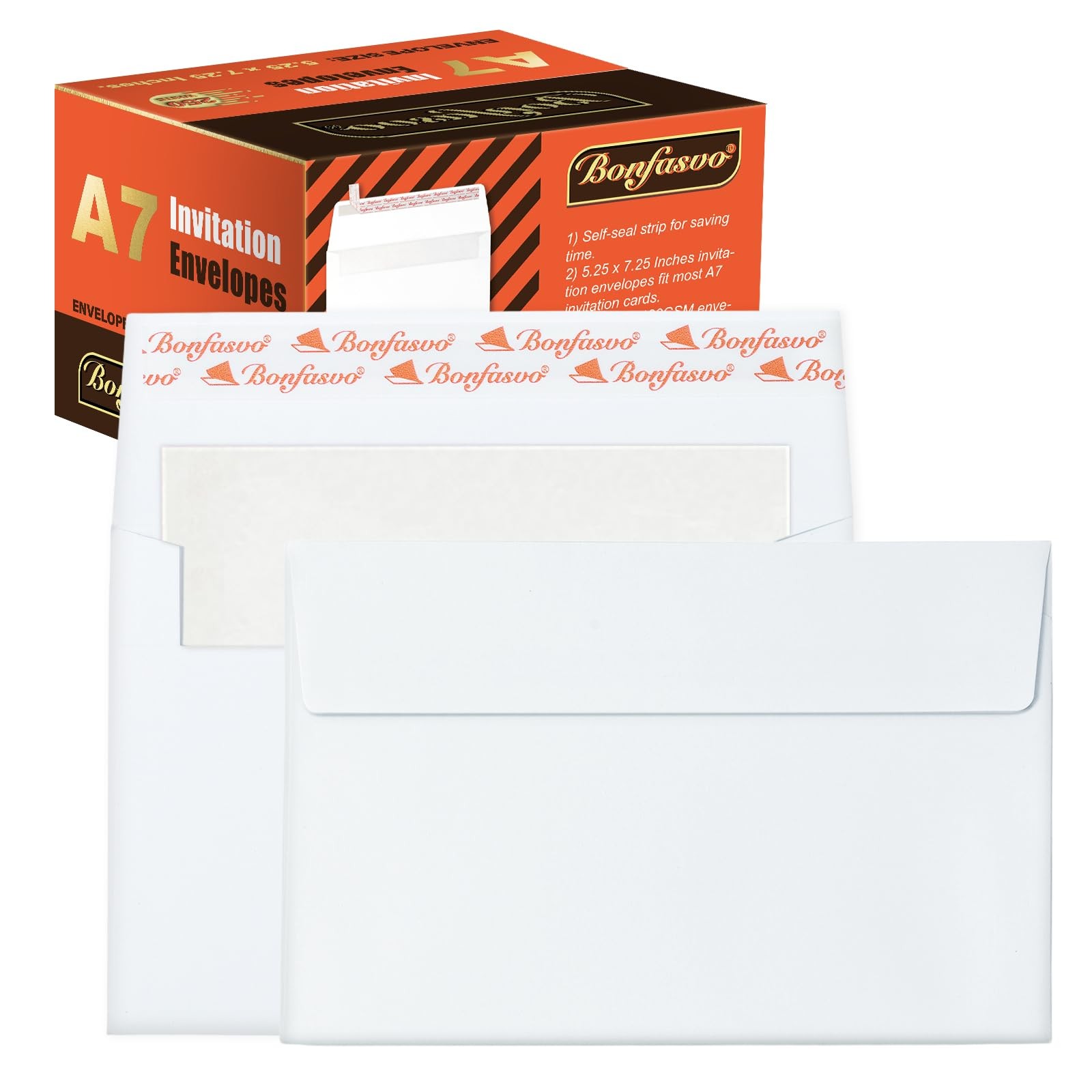 A7 Invitation Envelopes 250 Count 5.25×7.25 Inch White Self Sealing Paper