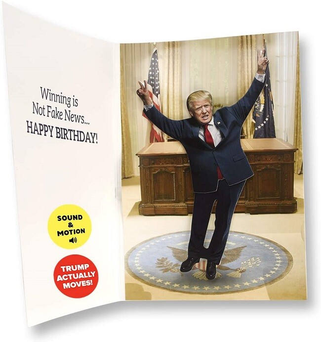 Donald Trump Dancing Motion & Sound Birthday Card “Keep On Winning” W/Envelope