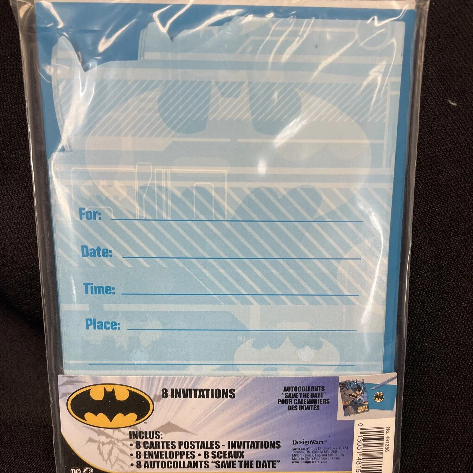 8 DC Batman Comic Birthday Party Invite Invitations Cards plus Envelopes