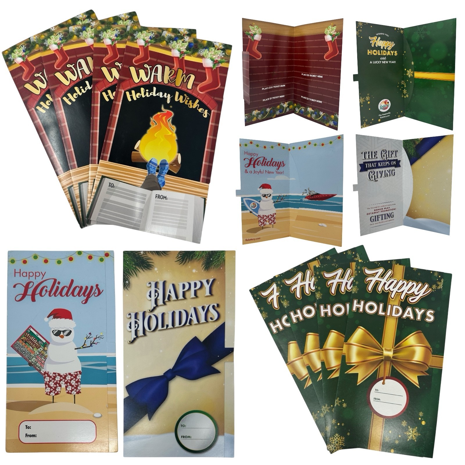 10 Pack Florida Lottery Happy Holidays Scratch Off Ticket Holder Mixed Lot