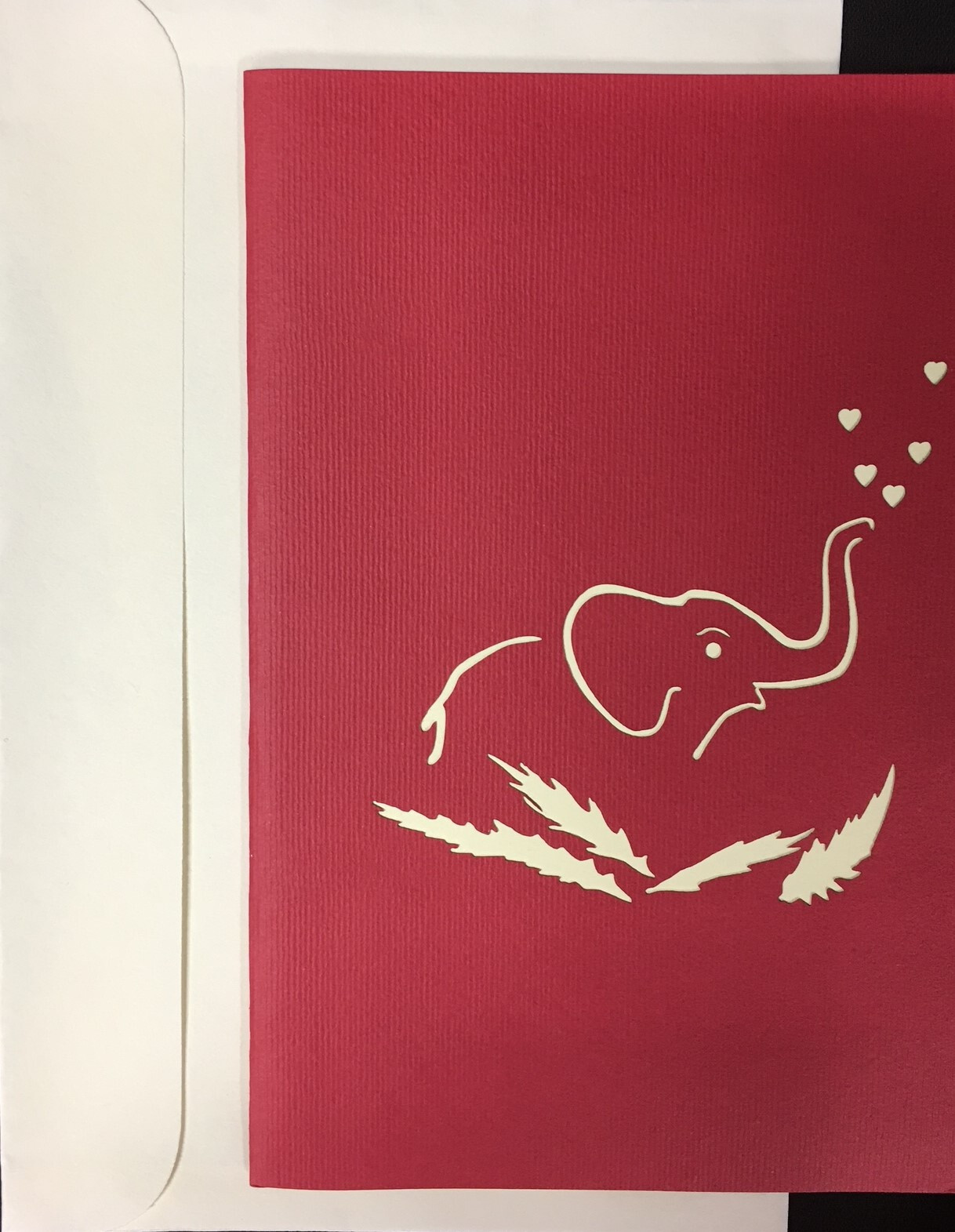 3D Pop-Up Greeting Card Handcrafted Elephants Love Heart Wedding Aniversery