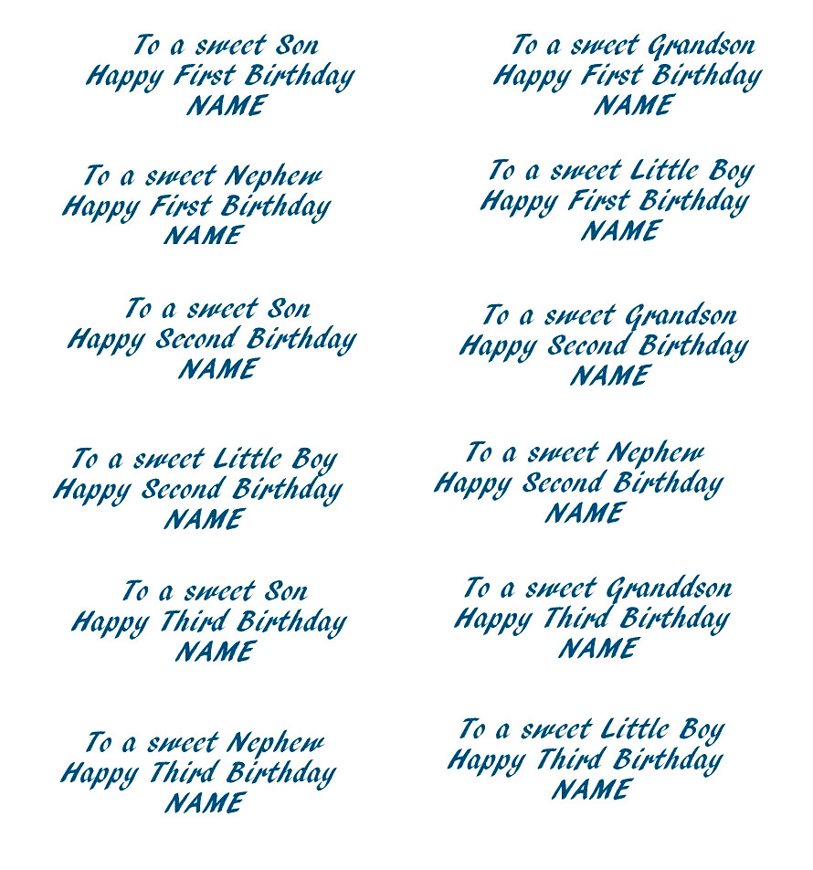 Personalized Cupcake Birthday Card for 1, 2 or 3 Year Old Boy with Verse Inside