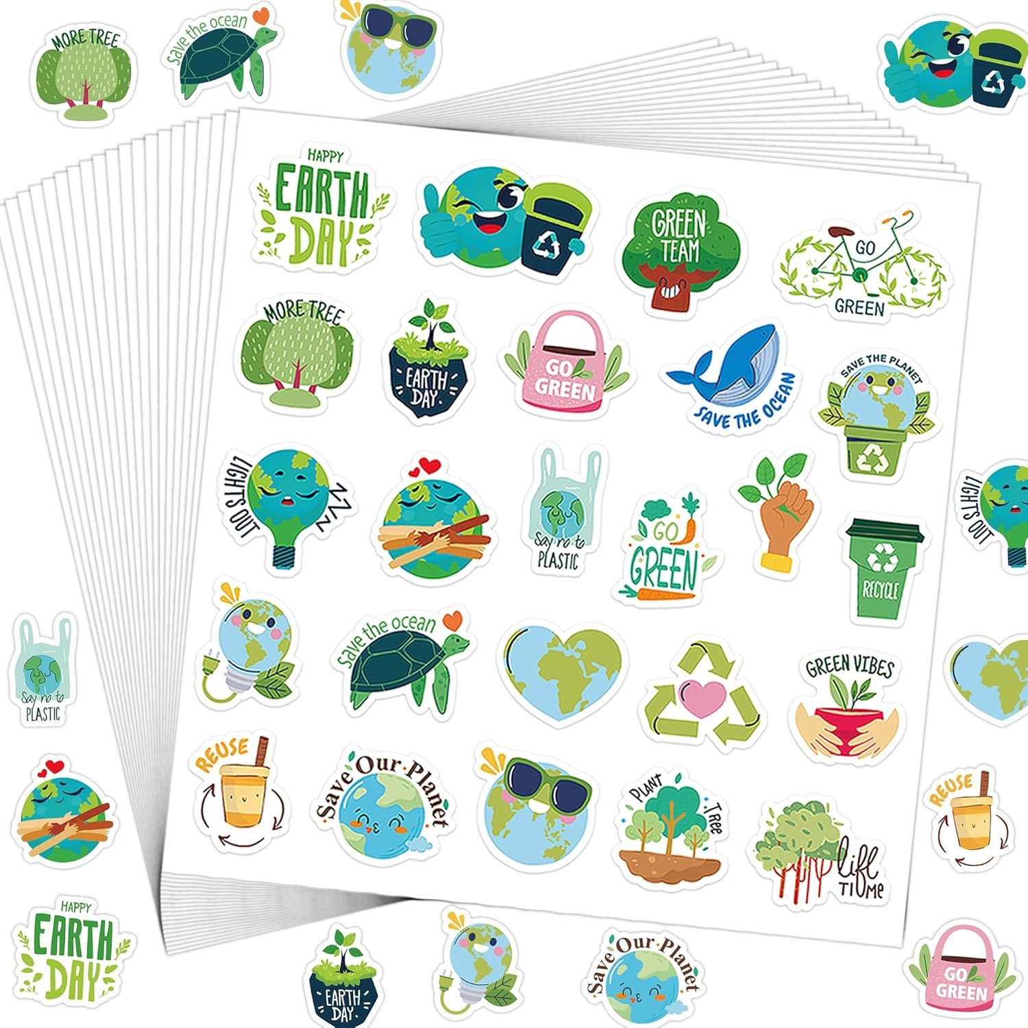 500 PCS Earth Day Stickers for Envelopes Greeting Cards DIY Crafts Decorations