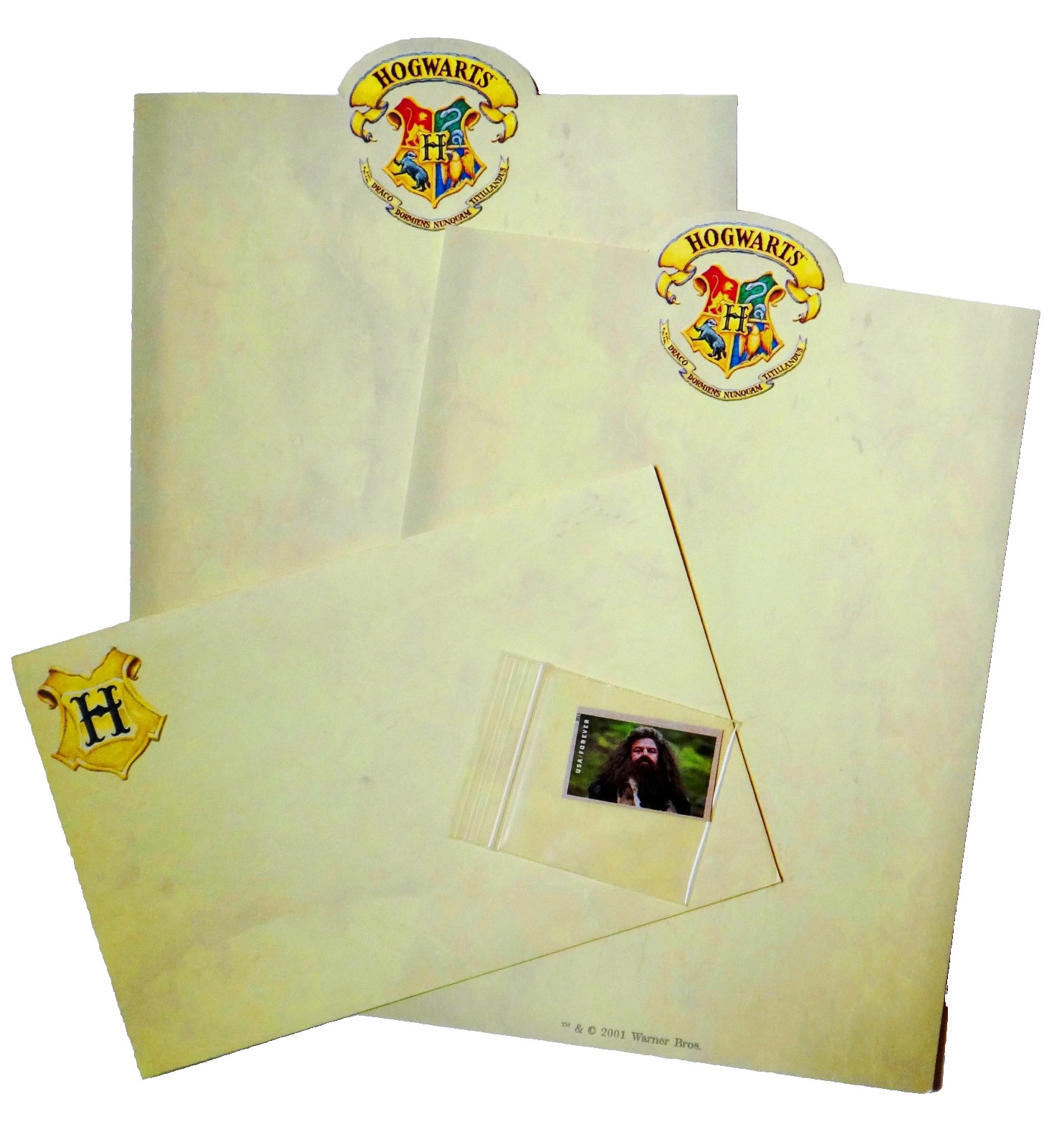 Hogwarts Parchment Writing Kit: 2 Sheets 1 Envelope 1 USPS Harry Potter Stamp