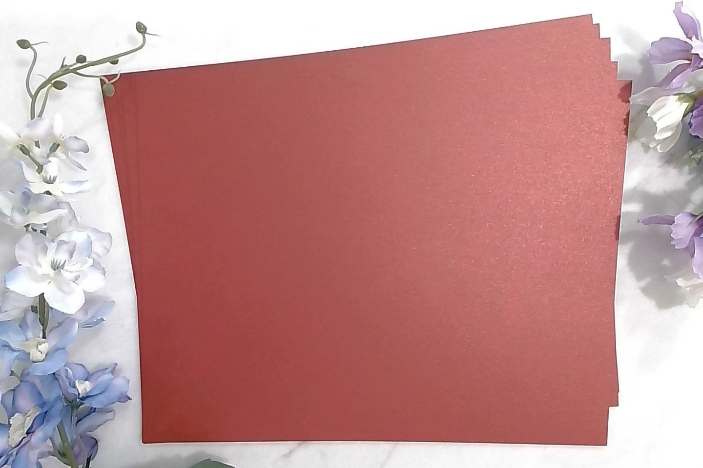 Set of 25 8.5” by 11” Curious Metallics – Red Lacquer 111lb Cover Card Stock
