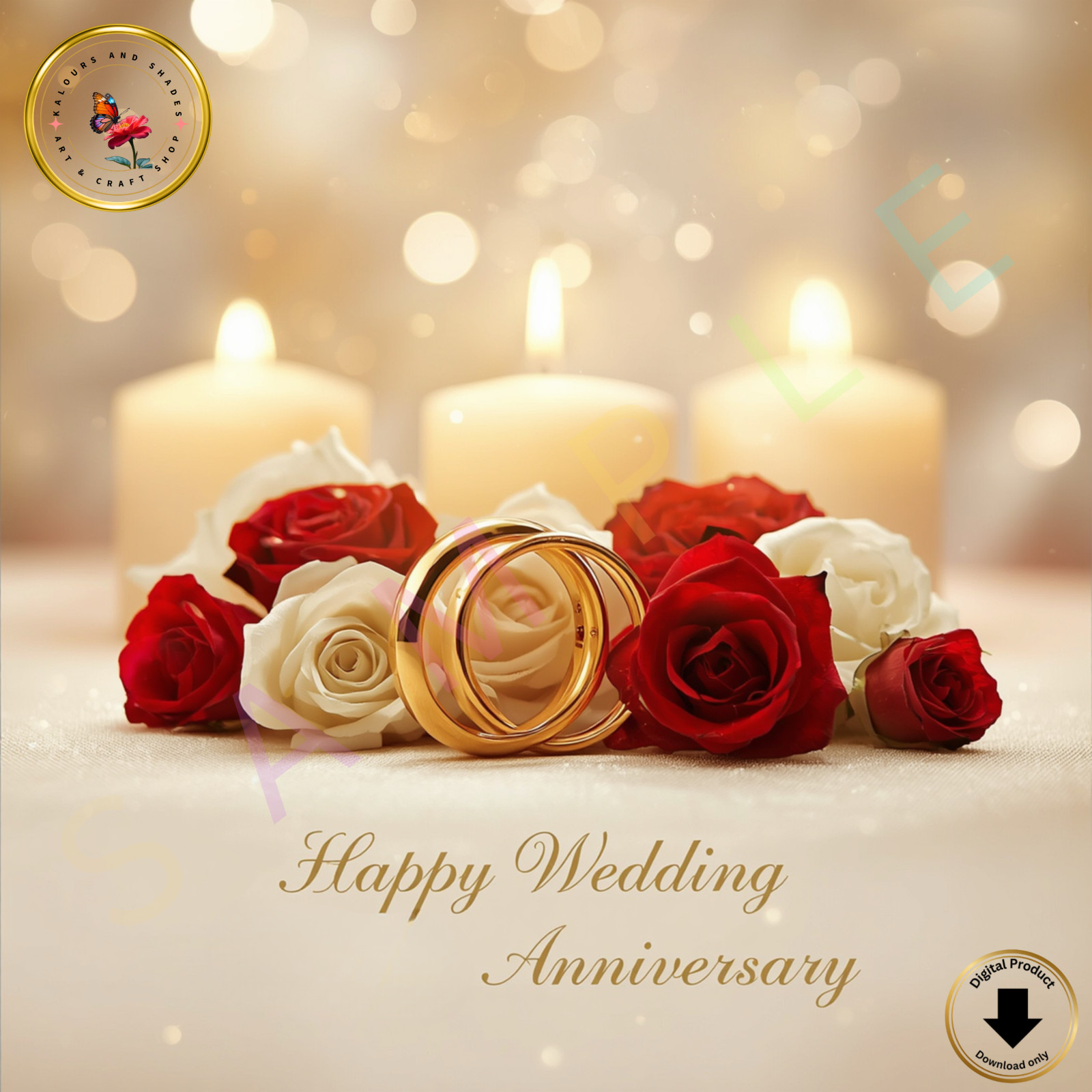 Digital Happy Wedding Anniversary Greeting Card Printable Sharable