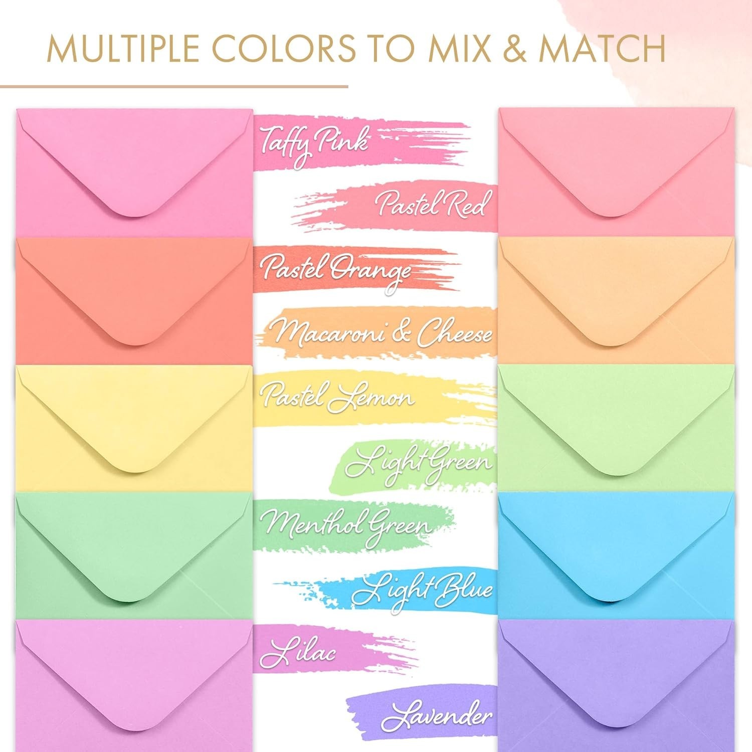Versatile 4×2.7 Inch Mini Envelopes – 100 Count in Colorful Pastels for Gifting
