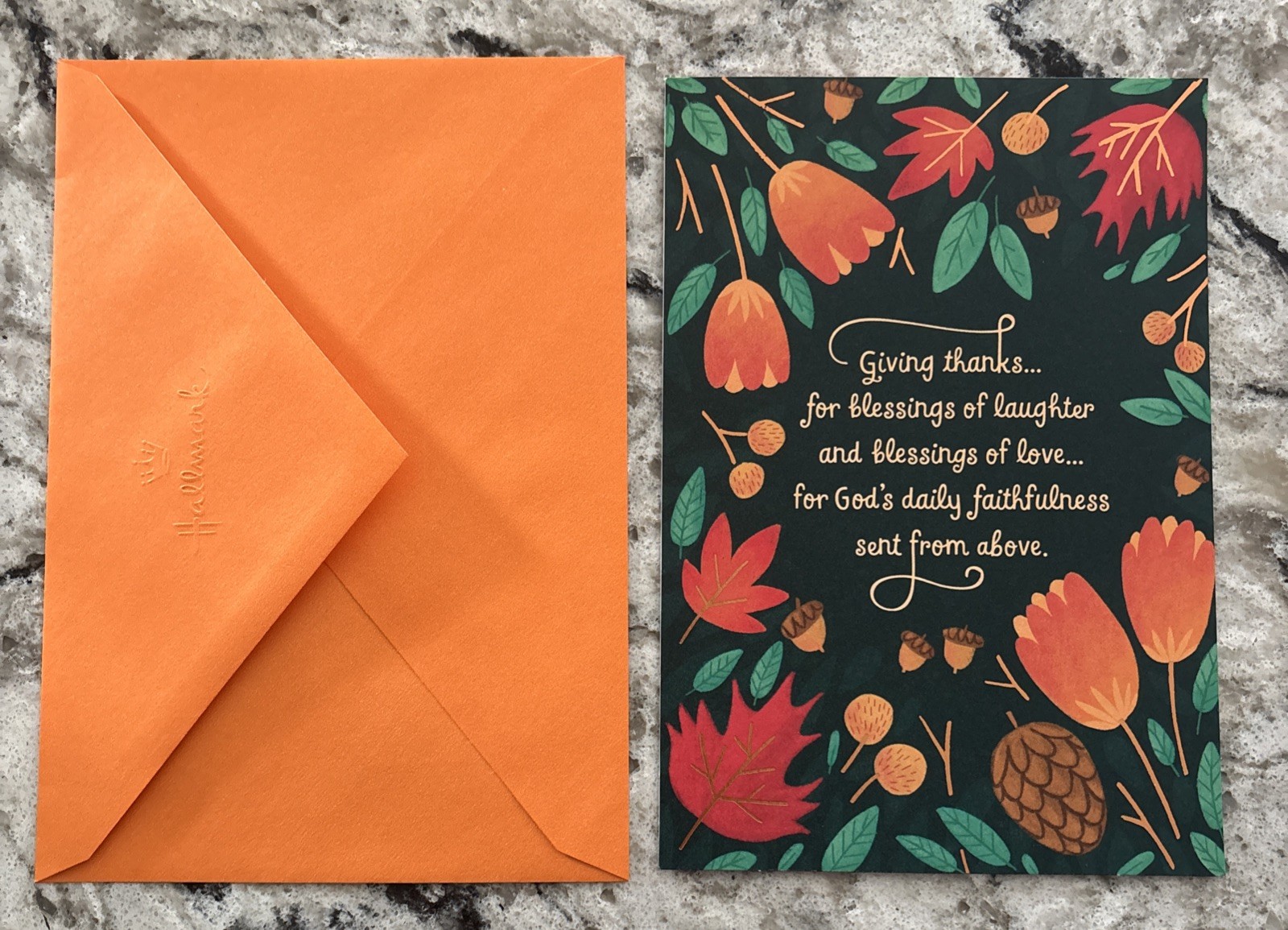 THANKSGIVING Giving Thanks Blessings Of Love 5”x7” Religious Greeting Card