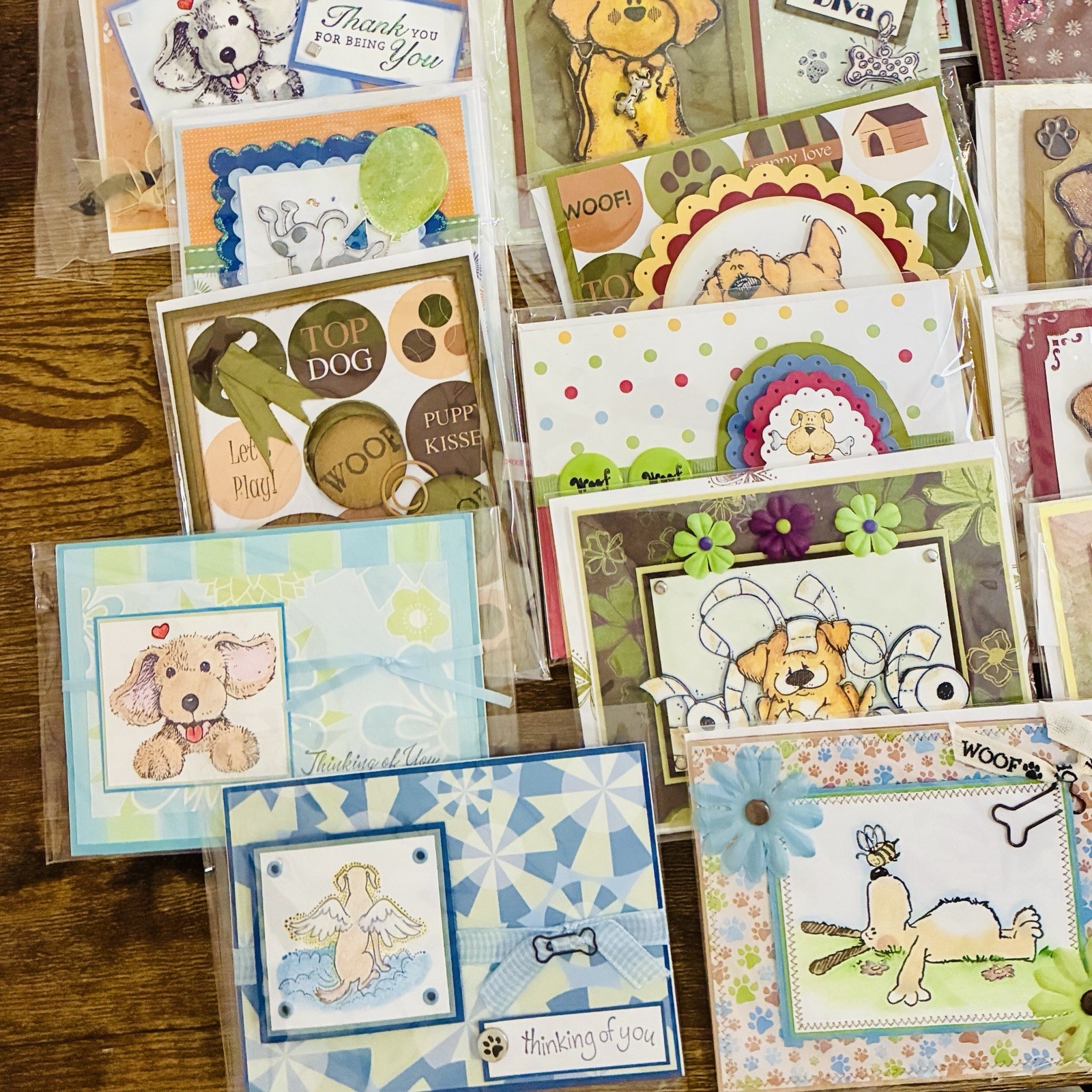 Lot Of 50 Handmade Bulk Greeting Cards Dog Themed Multiple Occasions