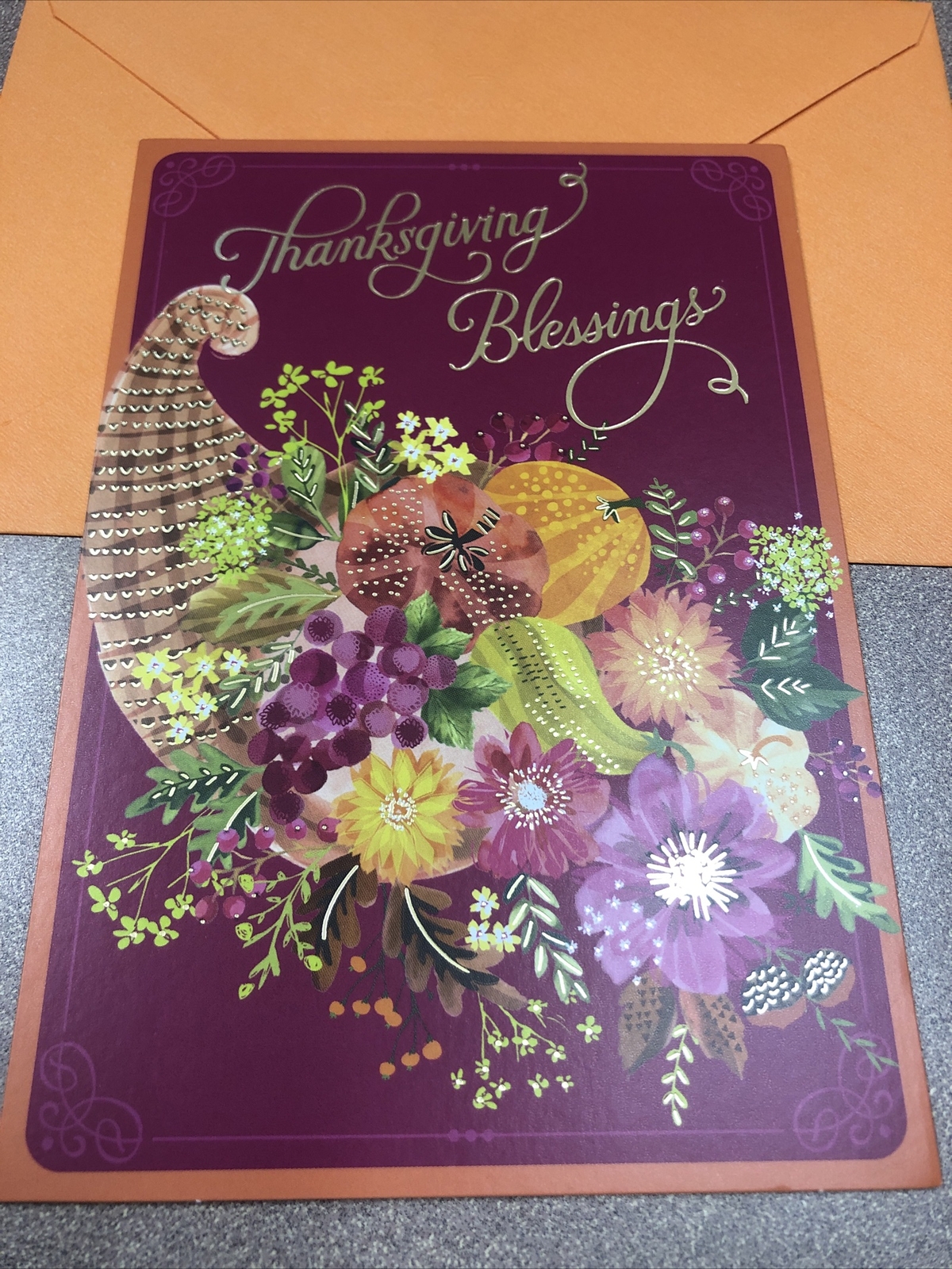 HAPPY THANKSGIVING BLESSINGS Wife Husband Friend 5”x7” Hallmark Greeting Card