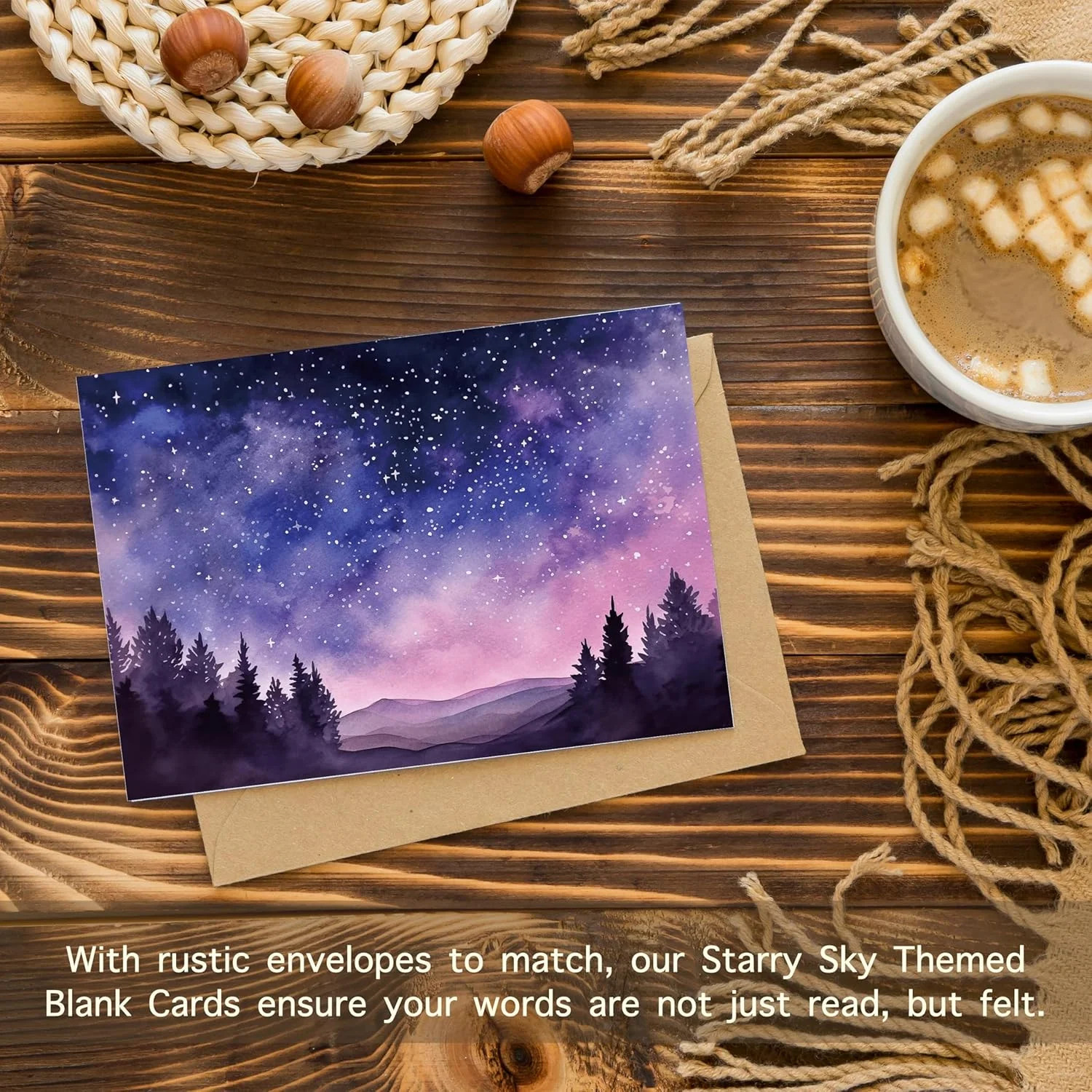 slapaflife Blank Cards with Envelopes All Occasion,Watercolor Starry Night Sky D