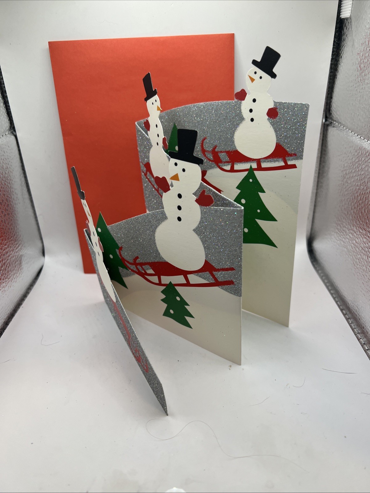 MoMA Pop-Up Christmas Cards Sledding Snowmen 8 New In Box