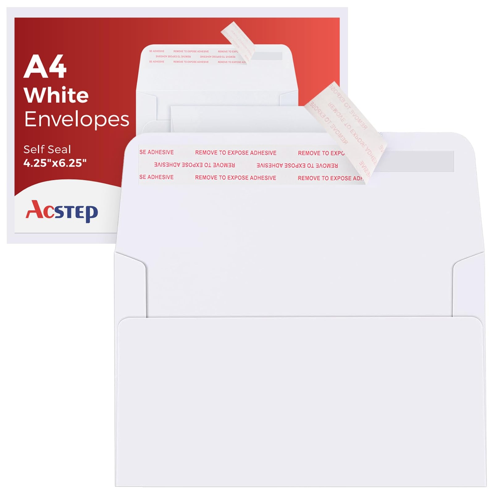 100Pack A4 Envelopes 4-1/4 X6-1/4 Inch Self seal White 4 X 6 Envelopes For fo