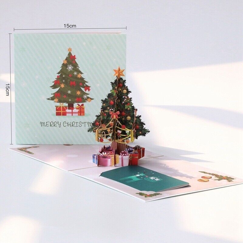 Christmas Tree 3D PopUp Card Xmas Sparkling Holiday Greeting Card Gifts New Year