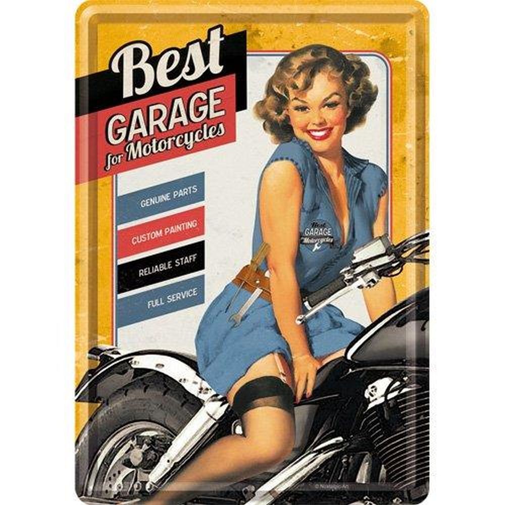 Tin postcard – 3 x 6 in – Best Garage Yellow