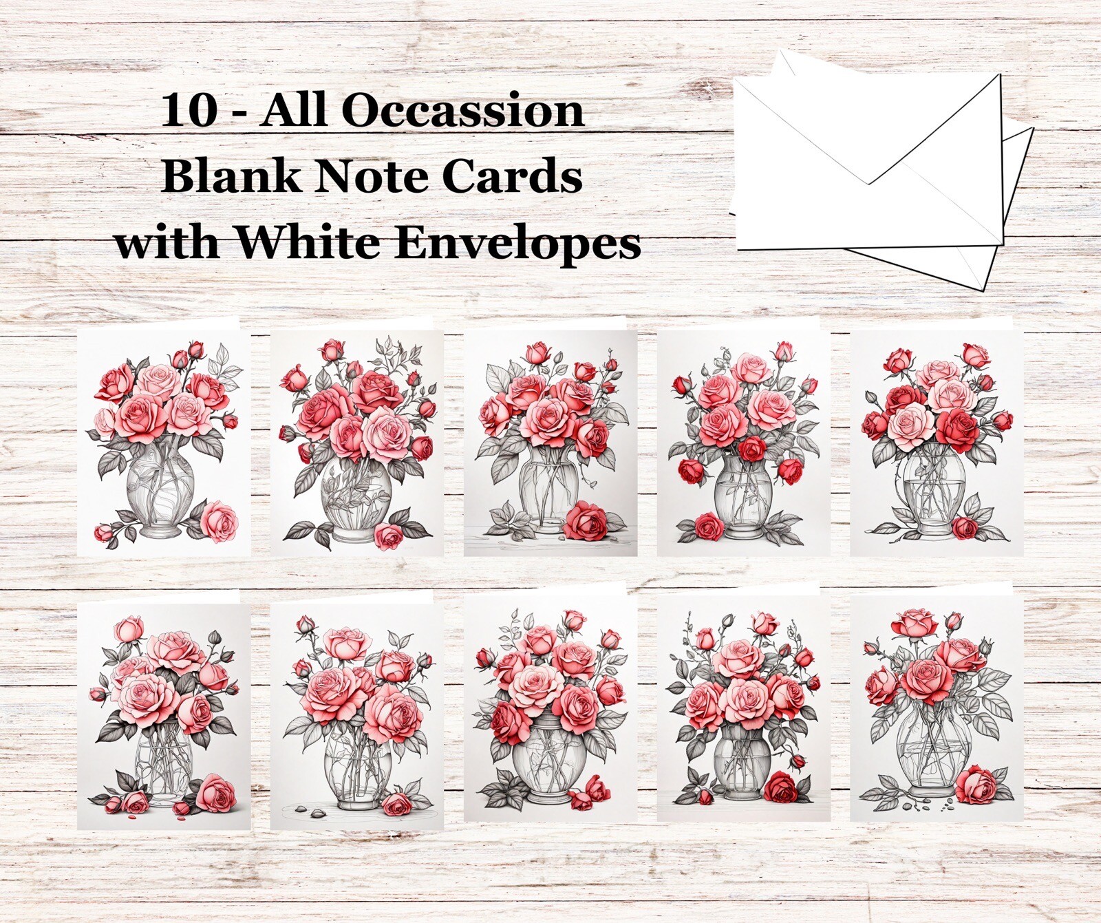 10 – Blank Note Cards with Envelopes – All Occasion #021