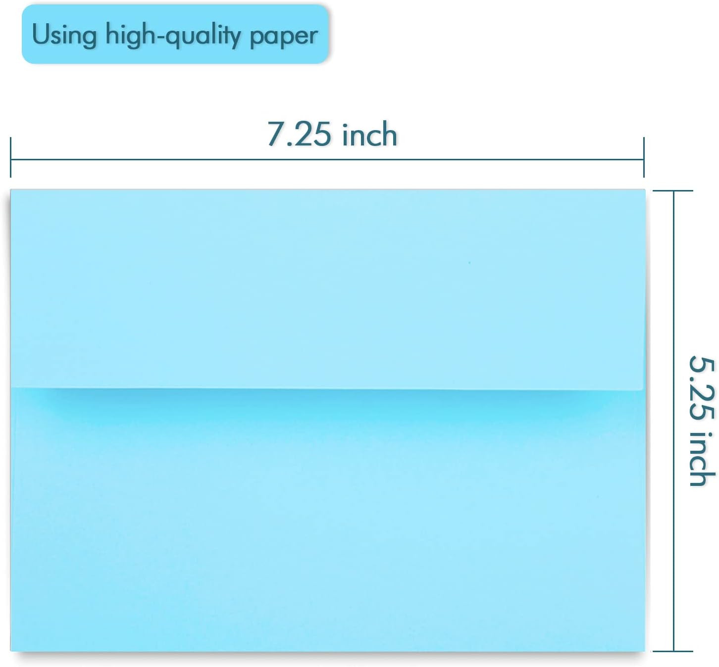 100 Pack A7 Baby Blue Invitation 5X7 Envelopes – Self Seal, Square Flap,Perfect