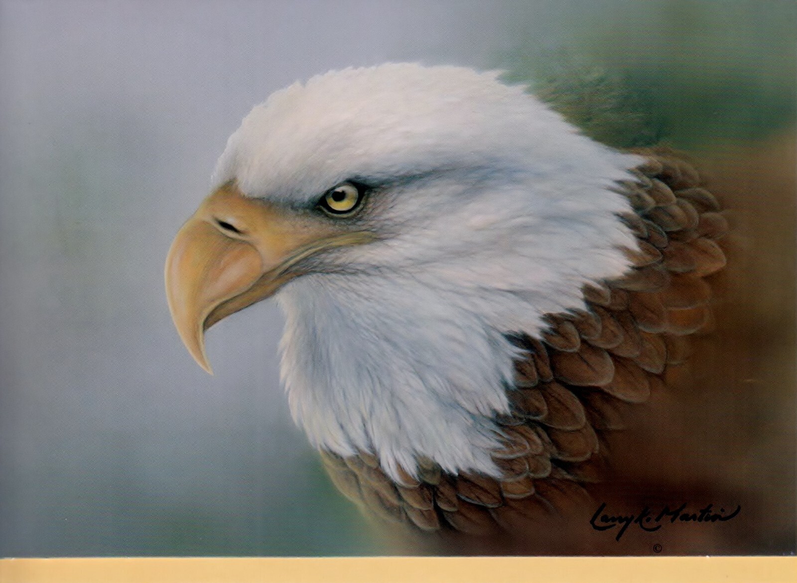 Birthday Artist Larry K Martin Eagle 1 Card 1 Envelope Greeting Card