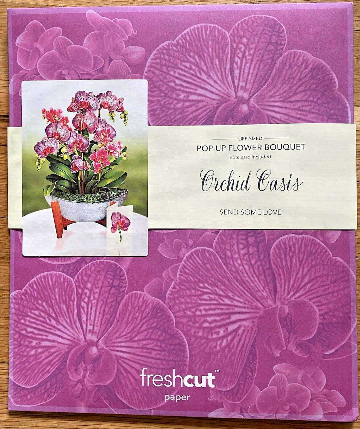Orchid Oasis Pop Up Flower Bouquet Life Size Card Fresh cut Paper