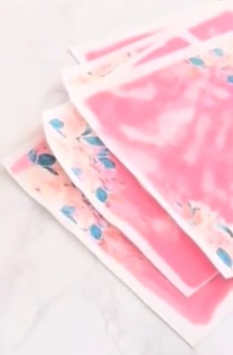 6 – Cloth Pink Floral Invitations Handmade