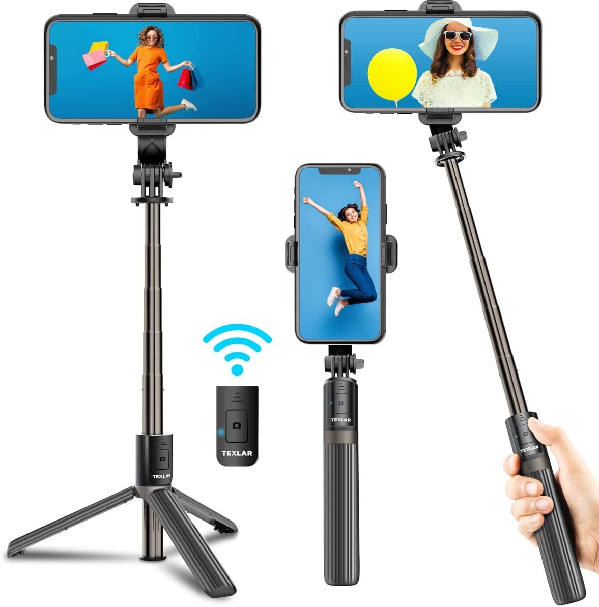 Aluminum Selfie Stick Tripod Stand for Cell Phone with Bluetooth Remote 33″