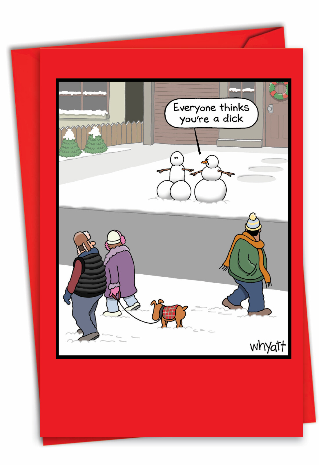 Funny 5″x7″ Greeting Card w/ Envelope Merry Christmas Holiday Dick Snowman