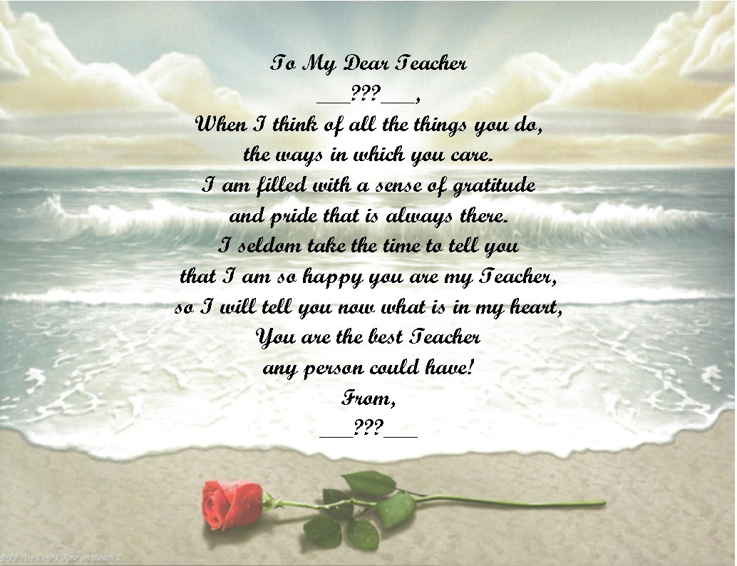 Personalized Poem Gift for that Special Teacher (See all 26 unisex styles)