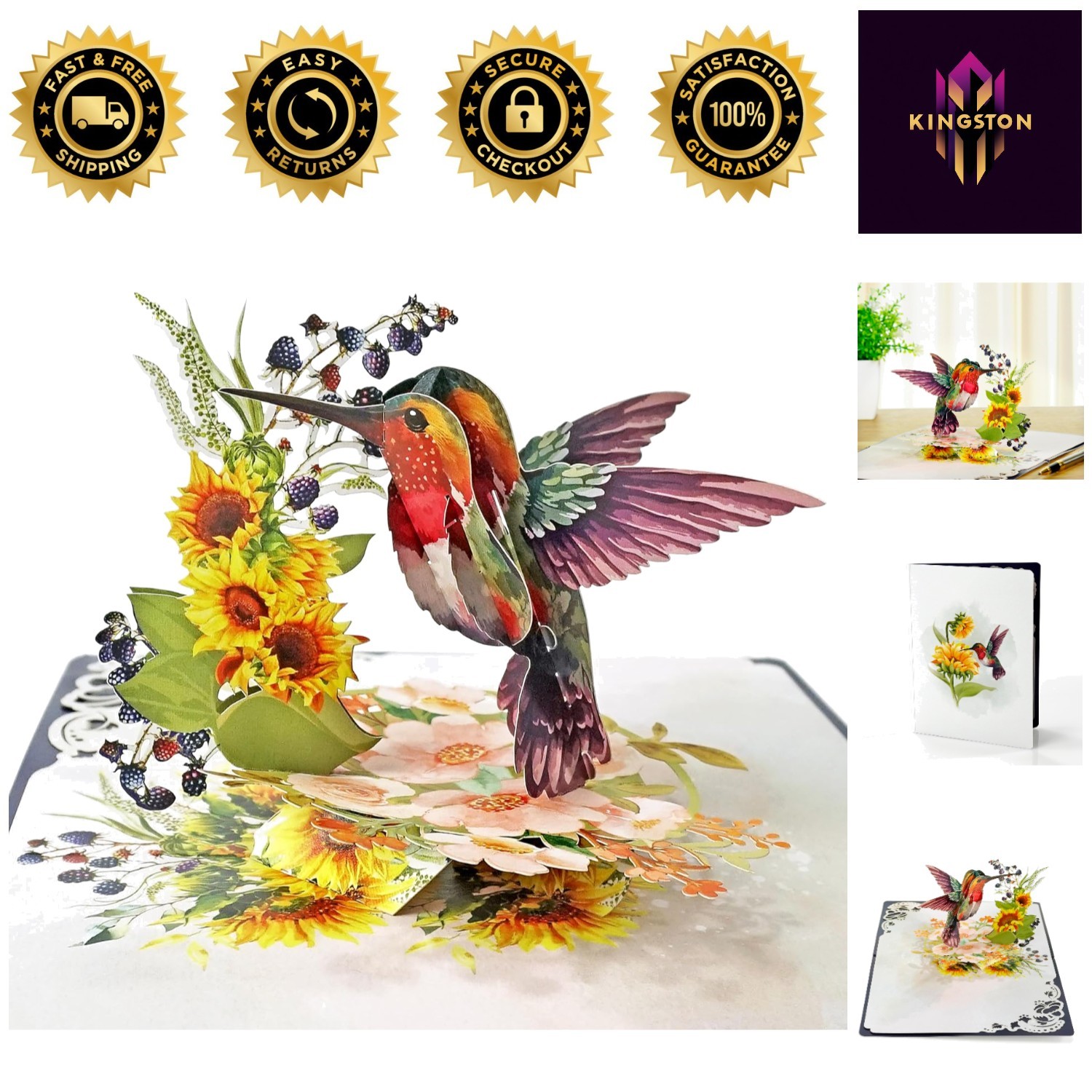 Stunning 6x8in Hummingbird Birthday & Mother’s Day Card – Pop-up Greeting