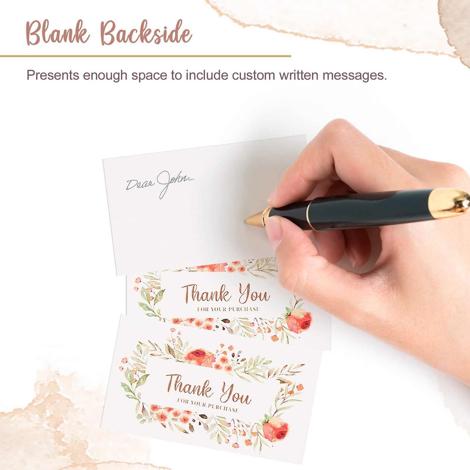 Thank You For Your Order Cards 100 Pack Floral Thank You For Your Purchase Card