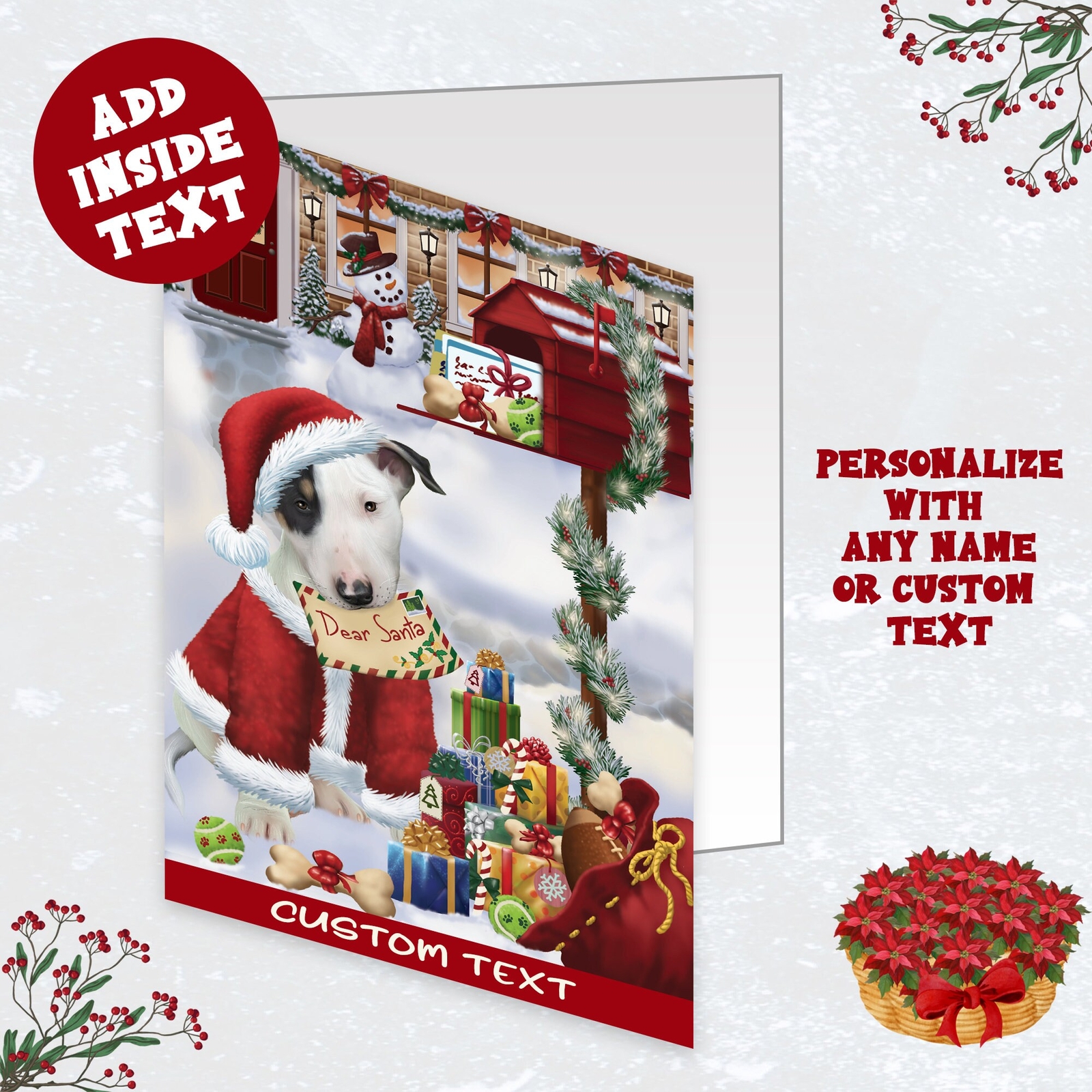 Bull Terrier Dog Greeting Cards and Note Cards with Envelopes Christmas NWT