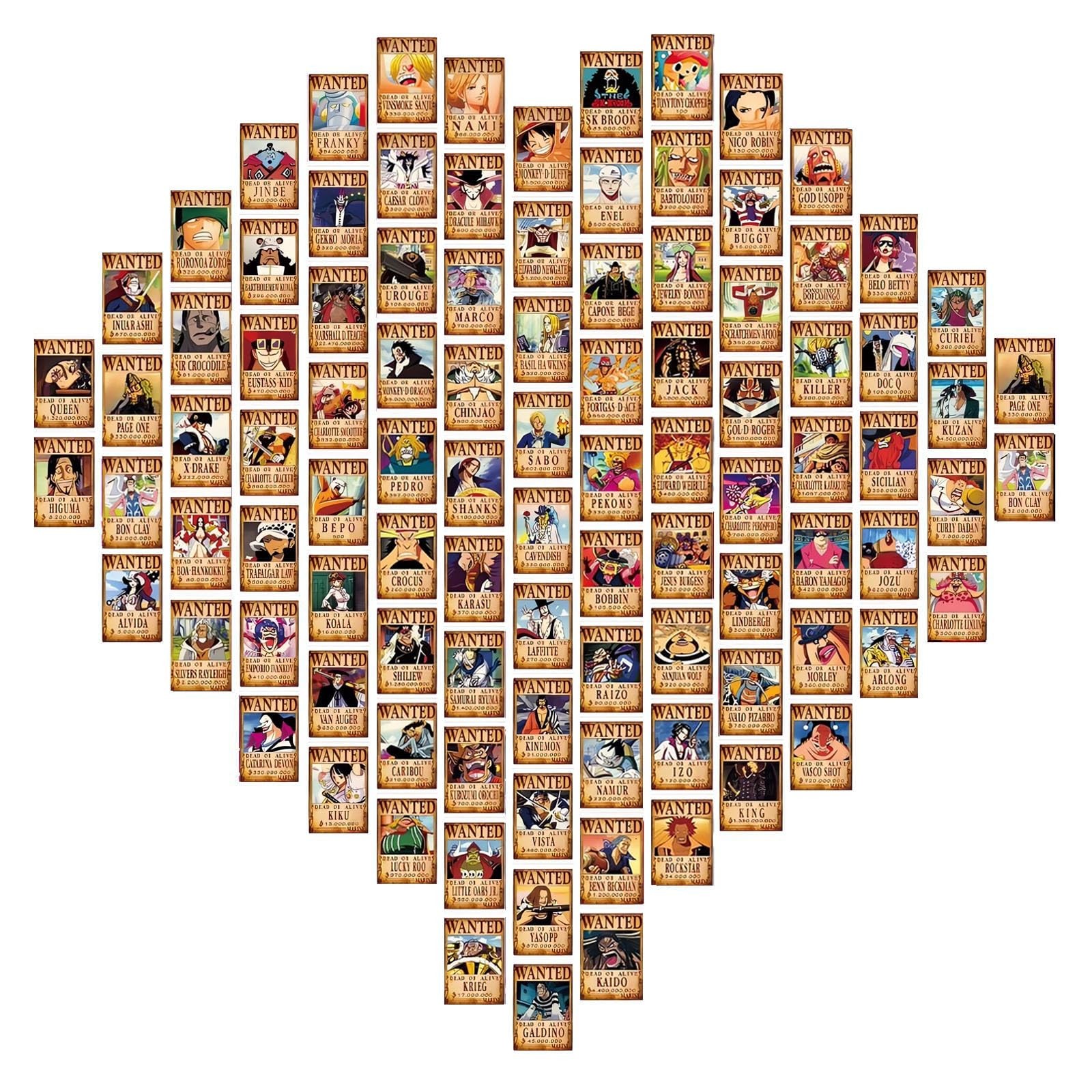 Set of 100 Anime Piece Wanted Poster Postcards Luffy Zoro Sanji Nami Usopp Ch…