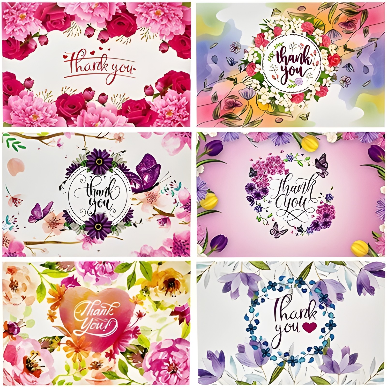 54 Floral Thank You Cards with Envelopes Blank Inside Greeting Cards Bulk Pack N